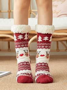 1双加厚羊毛舒适家居袜，圣诞袜，地毯袜，生日、派对、送给父母、爱人、朋友的完美礼物，舒适袜子 - 彩色 - 查看 15