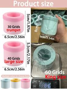 3/1 pieza para hacer cubitos de hielo de 60/40/30 cuadrículas, molde portátil de cubitos de hielo cilíndricos 3D, bandeja de hielo de silicona de fácil liberación, vaso exprimidor para hacer hielo, cubo de hielo de silicona con tapa incluida, molde de hielo cilíndrico de fácil liberación, mini cubo de hielo
