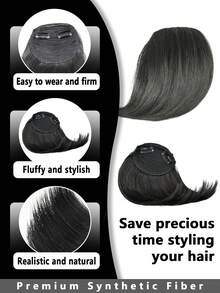 Extensions per capelli con frangia laterale per donne, molletta doppia per capelli lisci spessi, frangia sintetica finta, adatta per coprire la fronte e per acconciature quotidiane e da festa