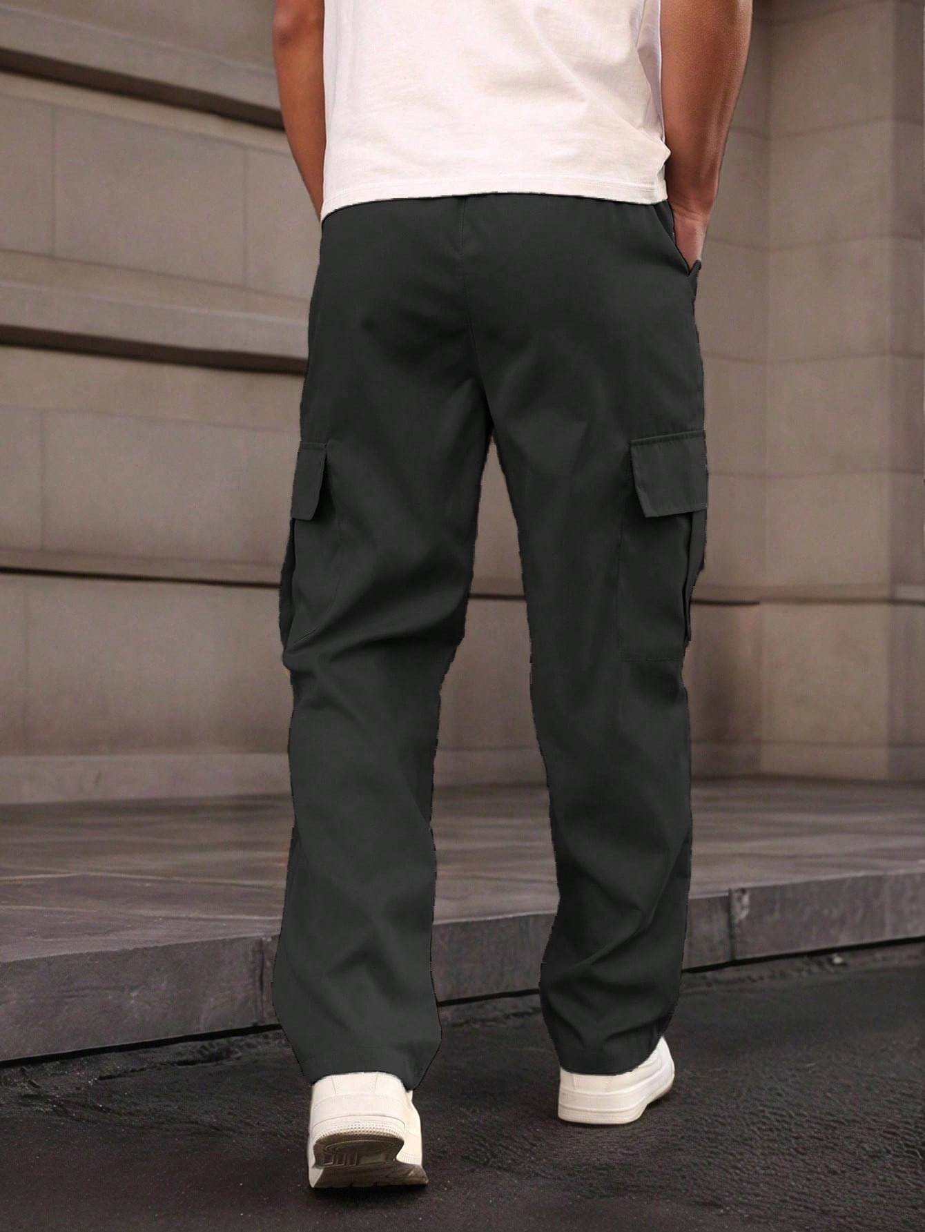 بنطلون كارجو رجالي، ساق مستقيمة، خصر مطاطي، قياس ف...