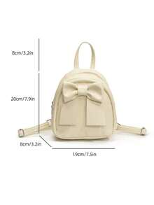 Mochila ligera, de estilo casual de negocios, con detalle de lazo estilo coreano - Elegante, estilosa y portátil para salidas. Perfecta para chicas, estudiantes universitarias, recién llegadas y trabajadoras de oficina. Ideal para la oficina, la universidad, el trabajo, los negocios, los desplazamientos, las actividades al aire libre, los viajes y las excursiones de un día. - Beis - Ver 7