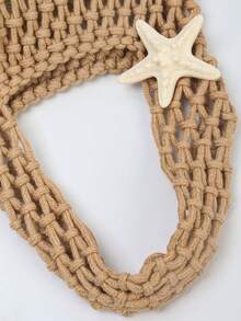 时尚休闲海洋主题吊坠，纯色镂空钩编手形设计，开放式款式，适合度假旅行，浪漫风格，适合女性纤细的手型，户外旅行、度假、日常休闲时尚搭配，也是送给家人和朋友的绝佳礼物。 - 卡其色 - 查看 11