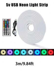 1PC Neon Flexible RGB LED Neon Light Strip With Remote Control- Color-Changing Neon For Bedrooms, Sofas, Game Settings And Home Theater Decor Perfect For Holiday Decorations - RGB - View 10
