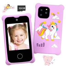 Süßes tragbares Kinder-Spielzeug-Telefon mit 32GB Karte, 2,8 Zoll HD Touchscreen Reisetelefon, Dual-Kamera für Selfies mit lustigen Foto-Stickern, Geschenkset für Feiertage für Kinder von 3-10 Jahren