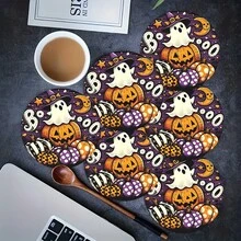 2 piezas/4 piezas/6 piezas Manteles individuales de silicona con estampado de elementos de Halloween, decoración de Halloween, adecuados para mesa de comedor, bar de café, decoración de temporada, manteles individuales lavables, decoración de habitación, posavasos, tapetes de drenaje, manteles de mesa de cocina y comedor, decoración de fiesta interior y exterior, decoración del hogar, regalo ideal - Multicolor - Ver 16