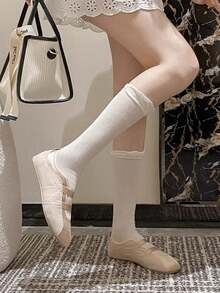 新款春秋季英伦风低帮芭蕾平底系带休闲玛丽珍鞋 - 粉色 - 查看 8