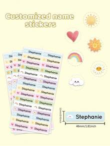 1~220pcs Custom Name Sticker, Cartoon Small Fresh Cute Waterproof Modern School Supplies Label, Back To School, School Supplies, Paper Name, Category Sticker, Number Category, Customized Waterproof Name Labels For School Supplies, Personalized Stickers For Water Bottles, Lunch Boxes, And Personal Items, Multi-Functional, Ornamental,Reusable,Exquisite,Stylish,High-Quality,Colorful,Modern,Custom,Personalized,Unique,Ideal Gifts For Him,Ideal Gifts For Her,Boyfriend,Dad,Girlfriend,Mom,Family,Friends,Tea Room,Home,Garden,Office,For Anniversaries,For Valentine's Day,For Mother's Day,For Birthdays,For Father's Day,For Graduation,For Weddings,For Housewarming,Warm Ambience, Autumn Home Refresh, Xmas Decoration