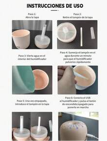 ​​[Neblina Mágica]Humidificador Ultrasónico con Diseño de Hongo - Base de Madera Natural y Cuerpo de Cerámica - Funcionamiento Silencioso (<25dB) - Conexión USB Recargable - Capacidad 200ml - Ideal para Dormitorios, Oficinas y Regalos (Estilo Rústico Moderno)​​ - Grano de madera oscuro redondo - Ver 5