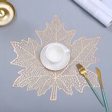 1/2/4/6/8/12pcs Hollow Maple Leaf Gold Foil Placemats, Asymmetrical Shape Dining Table Mats, Hotel Heat Insulation Bowl Pad, Coasters For Afternoon Tea