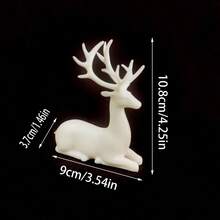 2 piezas de figuras de renos de plástico blanco, adecuadas para decoración navideña, decoración del hogar, gabinete de TV de la sala de estar, adornos para estantería, empaquetadas en caja - Multicolor - Ver 4