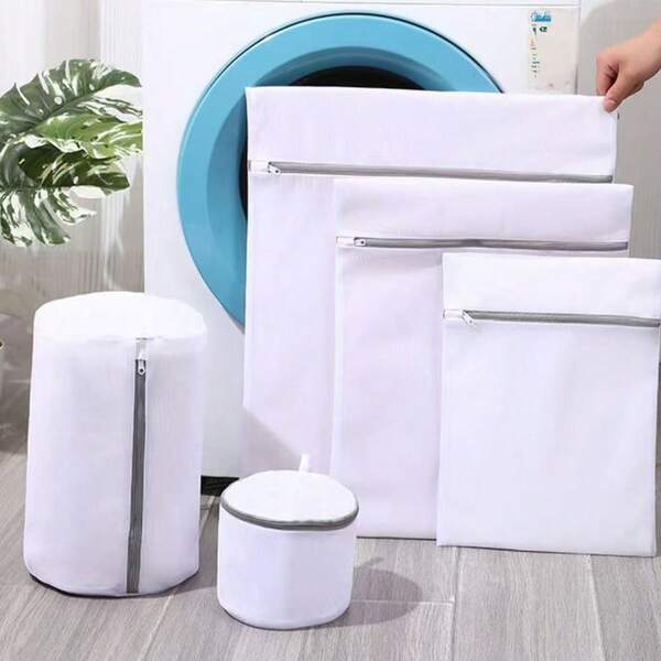 Kit com 5 Sacos De Lavar Roupas Protetor De Roupa Íntima Lingerie Tamanho Super Grande
