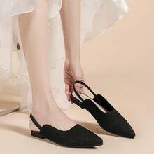 Slingback Flats For Women Pointed Toe Flats Breathable Knit Dressy Casual For Work Office Ballet Flats-2025 - 黑色 - 查看 7