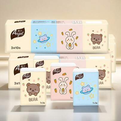 20 片/10 片/3 片三层厚口袋纸巾，旅行装，每包 7 张，适合返校、圣诞节、情人节