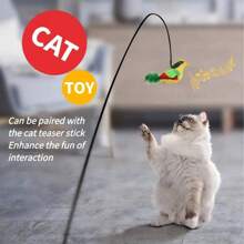 Interactive Cat Toy - Realistic Chirping Sound, Artificial Feathers, Soft Feather Wand, Handmade Design, Solo Play & Hunting Fun, Suitable For All Cats, Physically Activated, No Battery Required