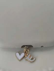 1pc White Heart-Shaped Phone Dust Plug, 26 Alphabet Dust Plug For Charging Port, DIY Phone Decor Suitable For Lightning (5-14) / Type-C