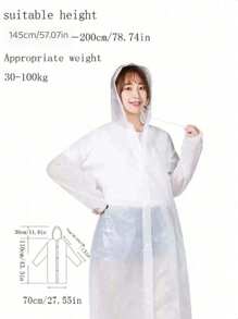 1 wiederverwendbarer tragbarer Regenmantel für Erwachsene Herren und Damen, schwerer Regen EVA Regenmantel, transparenter Einteiler Regenmantel für Outdoor-Reisen, transparente Regenjacke mit Kapuze, einfach, modisch, für den täglichen Gebrauch