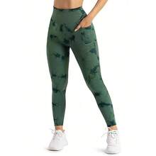 Neue Tie-Dye Yogahose mit Seitentaschen, lange, hautenge Lauf-Sport-Fitnessbekleidung, Po-liftende Yoga-Leggings für Frauen - silbergrau - Übersicht 6