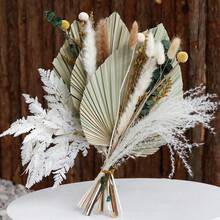 A Set Of 45pcs Of Dried Pampas Grass Decorations, Including 4 Dried Palm Leaves, Large Dried Palm Spears, And Dried Flower Bouquets Suitable For Bohemian Weddings, Home Parties, Kitchen Vases, Farmhouse Table Arrangements, And Anniversary Decorations. Gifts Birthday Graduation,Fall Decor,Autumn - Beige - View 13