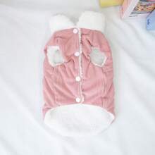 1pc Dog Fleece Vest With Bowknot, Warm Padded Collar Jacket For Cats & Dogs, Autumn/Winter - Grey - View 7