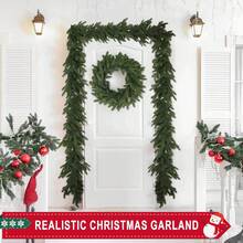 Realistyczny wieniec świąteczny o długości 5/6/9 stóp, naturalne drapowanie, miękki i giętki wianek cedrowy, realistyczny świąteczny wieniec dekoracyjny, odpowiedni na kominek, stół, schody, do dekoracji domu na zewnątrz, do pokoju, zimowa dekoracja świąteczna, prezent świąteczny do domu, dekoracja świąteczna - Zielony - Zobacz 6