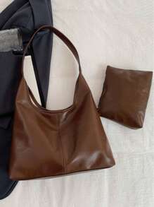 Korean Minimalist Casual Pu Tote Bag Combination Bag, Autumn And Winter Retro All-In- Shoulder Tote Bag, With Change Bag Mother Bag, Large Capacity Commute Shopping Bag, School Supplies, School Bag, School Handbag, School Tote Bag, School Bookbag, Back To School Bags, Waterproof, Lightweight, Portable, Business Casual, Suitable For Women College Students, Teacher, Perfect For Back To School, First Day Of School, Work , Business, Commute, Holiday