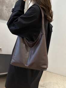 2025 New Fashion Solid Color Commuter Tote Bag, Minimalist Niche Design Underarm Bag, Stylish Large Capacity Shoulder Bag