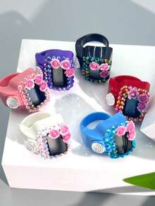 Elegant Beaded Counter Set: Flower Rhinestone Ring Counter + Prayer Bead Bracelet, Tasbih Counter Bracelet, Step Counter, Floating Box Packaging, Suitable For Holiday Gatherings And Gifts