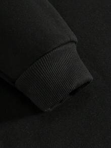 Sudadera con capucha de manga larga casual con estampado de calabaza, talla grande, para mujer - Negro - Ver 5