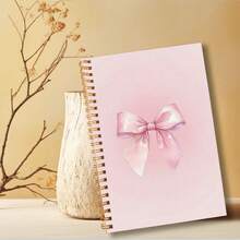 1 件 5.5 * 8.3 英寸粉色蝴蝶结螺旋笔记本，精装学院风横格日记本，搭配优雅的粉色丝带设计，适合办公室、学校和个人使用，是送给女性、教师、学生的理想礼物