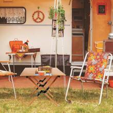 [4 英尺折叠式矮野餐桌] 可容纳 4-6 人 | 轻质铝/金属 | 可滚动和折叠（超紧凑）| 配有手提袋。易于运输 | 耐刮擦。适用于露营/海滩/户外 | 天然桩色。在沙地/草地上稳定 | #CampingTable #BeachPicnic - 彩色 - 查看 5