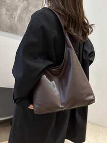 2025 New Fashion Solid Color Commuter Tote Bag, Minimalist Niche Design Underarm Bag, Stylish Large Capacity Shoulder Bag