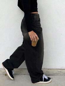 Straight-Leg Grey Denim Jeans For Teenagers - Black - View 2