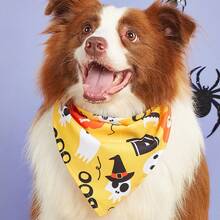 1pc Halloween Funny Pet Bandana Dog Scarf, New Cartoon Print Dog Puppy Triangular Scarf Pet Supplies, Machine Washable