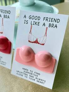 1pc Uplifting Encouragement Card: A Good Friend Is Like A Bra - Perfect For New Year, Carnival, Thanksgiving, Graduation, Christmas, Halloween, And Any Occasion - Resin Hug Card - Multicolor - View 9