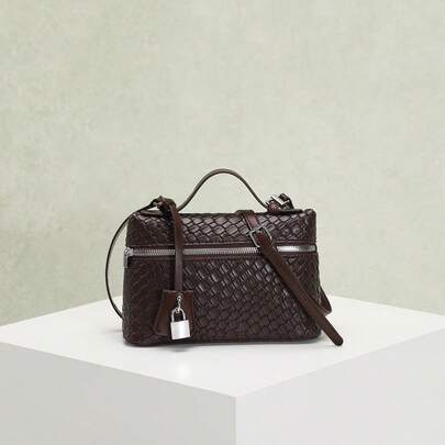 1 pezzo Borsa da donna di alta qualitÃ , borsa a tracolla piccola in PU con motivo intrecciato a quadri, borsa a mano da donna, borsa a tracolla versa