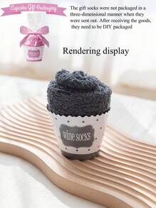 1 Paar kreative personalisierte Geschenksocken, rosa Schleifensocken, Kuchensocken, Korallfleecestrümpfe, rutschfeste Hausstrümpfe, Damen Mittellange Socken, Paar-Socken