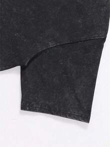 Men's Vintage Print Washed Cotton T-Shirt – Oversized Soft & Breathable Tee With Surreal Fantasy "Eyeball & Swamp Pine" Design. Heavyweight Black Casual Daily & Party Wear – Bohemian Retro Style, All-Season Geometric Pattern  Top - 黑色 - 查看 6