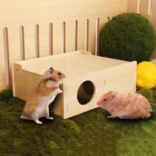 Hamster Wooden Tunnel Cage Secret Peep Shed And Explore Hideout Flip Design Hamster Tunnel - Multicolor - View 4