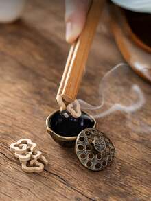 1 pieza Quemador de incienso con forma de loto vintage - Soporte de metal para aromaterapia de escritorio para decoración de oficina y estudio