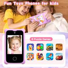Süßes tragbares Kinder-Spielzeug-Telefon mit 32GB Karte, 2,8 Zoll HD Touchscreen Reisetelefon, Dual-Kamera für Selfies mit lustigen Foto-Stickern, Geschenkset für Feiertage für Kinder von 3-10 Jahren