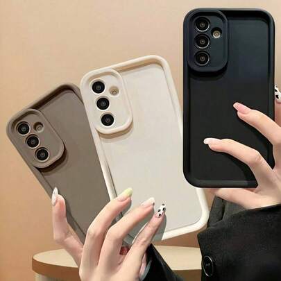 奢华时尚纯色材质三件套手机壳，带摄像头保护，适用于三星 Galaxy S24 S23 S22 S21 Ultra，哑光表面，春季礼物，生日派对佳品