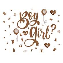 Gender Reveal Wall Decals, Decorative Removable Stickers For Party Background, Gender Reveal Party Decor - Brown - View 9