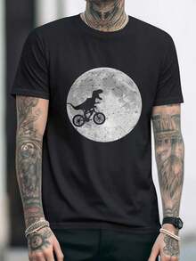 Men's Cartoon Graphic T-Shirt - Black - View 1