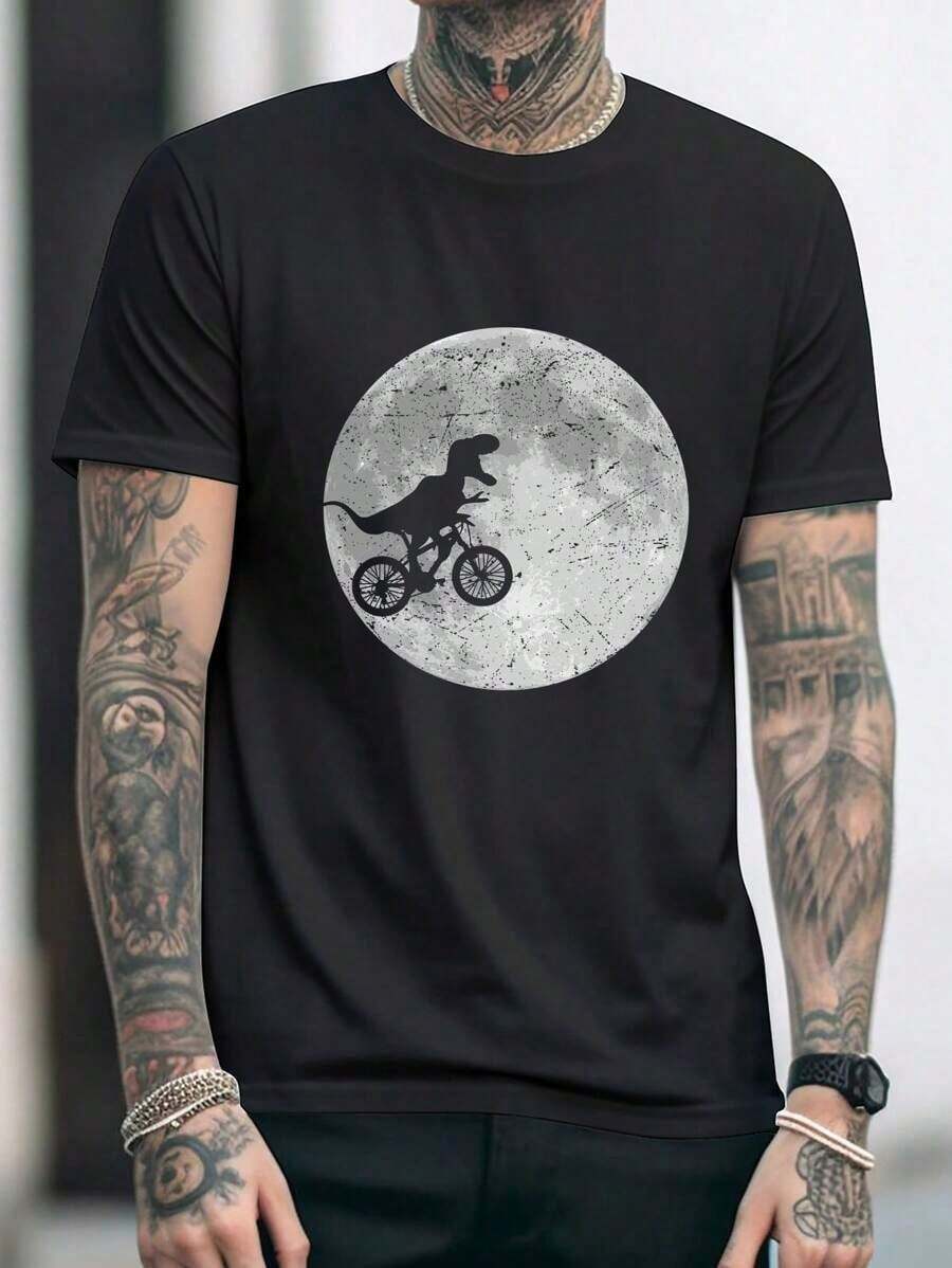 Men's Cartoon Graphic T-Shirt - Black - View 1