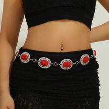 Plus Size Boho Vintage Floral Waist Chain Fall, Autumn, Halloween - Silver - View 5