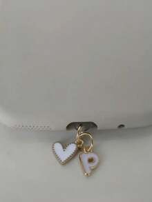 1pc White Heart-Shaped Phone Dust Plug, 26 Alphabet Dust Plug For Charging Port, DIY Phone Decor Suitable For Lightning (5-14) / Type-C