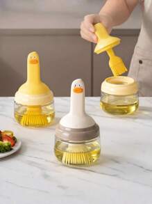 1 pieza Cepillo para barbacoa, cepillo de aceite resistente a altas temperaturas para el hogar, cepillo de silicona para aceite, botella de cepillo de aceite especial para hornear integrada