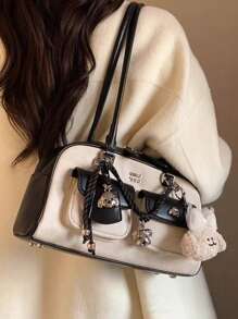 面包狗冷萃咖啡枕头包 高端感单肩包 女士波士顿包 - 米色 - 查看 4