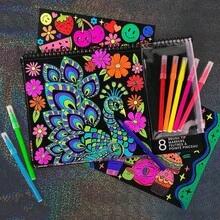 Color Pop Set, Includes 18 Posters 8 Brush Tip Markers For Kids, Tweens Teens, Perfect For Arts Crafts, Coloring DIY Room Decor - Đa - Xem 3