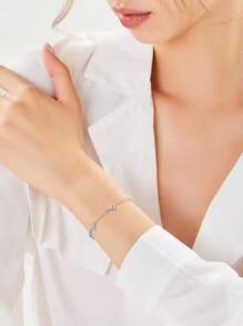 1pc Lucky Clover Flower Charm Silver Bracelet With Extension Chain Women Gift Valentines